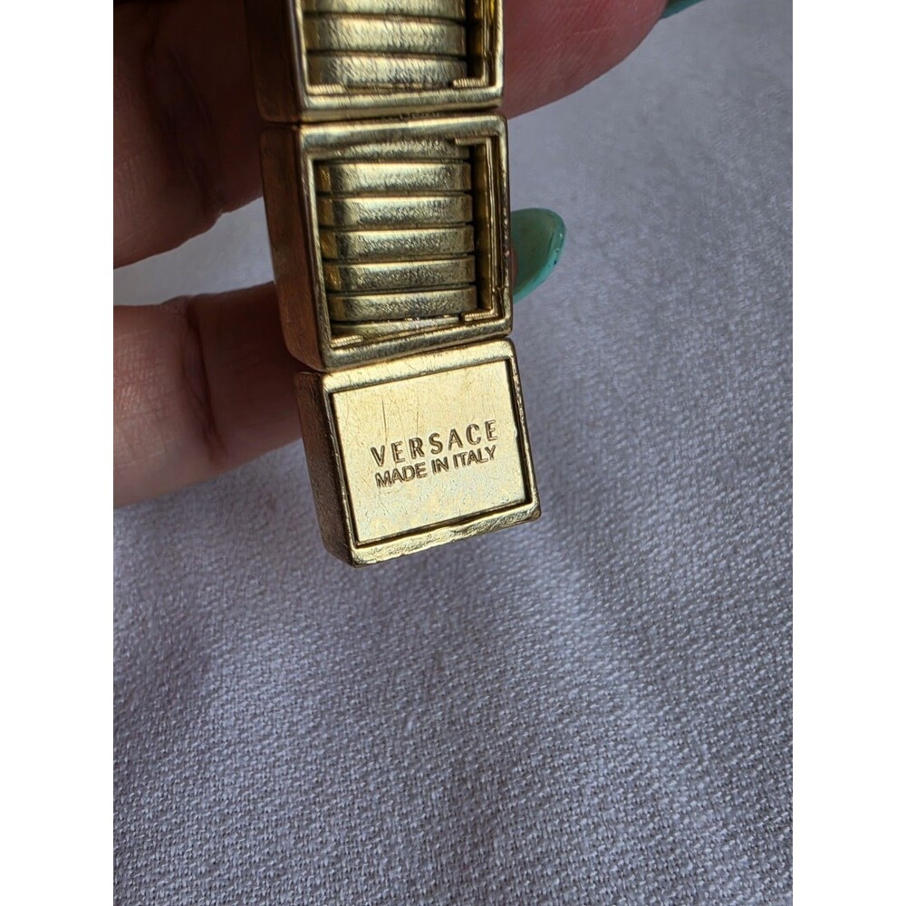 Vtg Gianni Versace Gold Tone Chunky Pyramid Links Medusa Bracelet - Picture 6 of 15